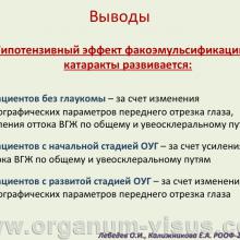 Лебедев О.И., Калижникова Е.А. Роль увеосклерального оттока в патогенезе гипотензивного эффекта факоэмульсификации катаракты. Доклад на VIII Российском общенациональном офтальмологическом форуме»</a> (РООФ-2015, All-Russia Ophthalmological Forum, AROF2015). Информационный партнер www.organum-visus.com