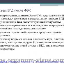 Югай М.П., Рябцева А.А., Никитина Н.С. Изменения гидродинамических параметров глаза после факоэмульсификации катаракты. Доклад на X Съезде офтальмологов России, 2015г. Портал Орган зрения www.organum-visus.com