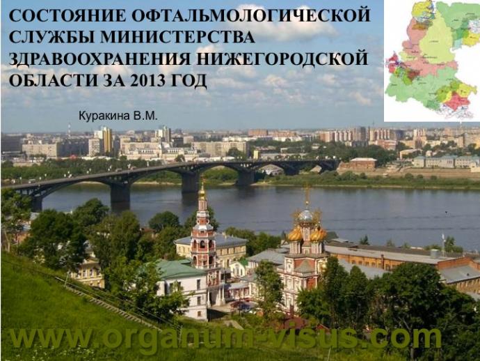 Куракина В.М. (г. Нижний Новгород, Россия) Состояние офтальмологической службы Министерства Здравоохранения Нижегородской области за 2013 год. Информационный партнер www.organum-visus.com